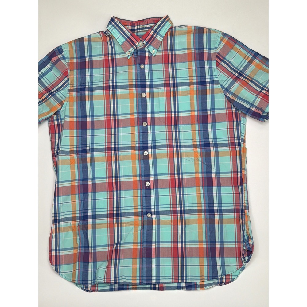 Brooks Brothers Red Fleece‎ Plaid Short Sleeve Button Down Casual Shirt Men L
